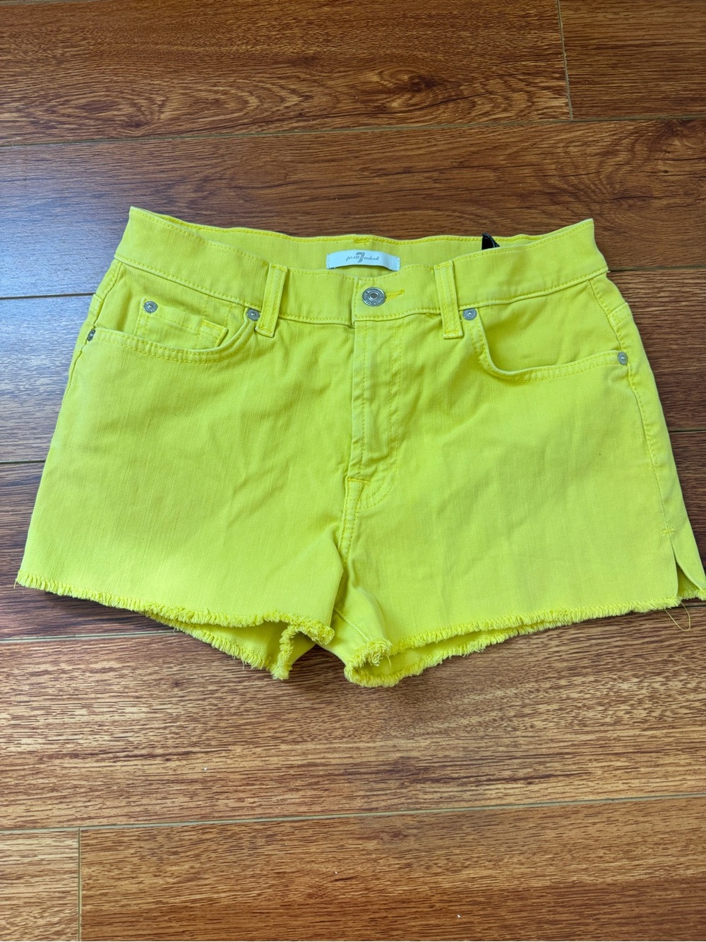 7 for all mankind Bright Yellow Denim Shorts